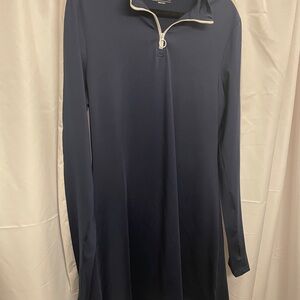 Navy Blue Zip‑Front Tennis Dress – Size L